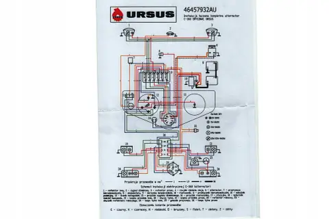 Schemat instalacji elektrycznej Ursus C-360 z alternatorem.