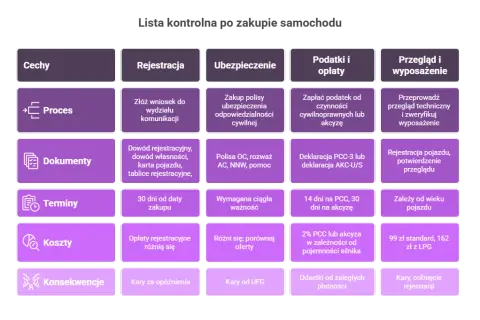 Formalności po zakupie auta: OC, PCC, rejestracja krok po kroku