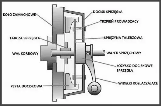 budowa sprzęgła samochodowego schemat